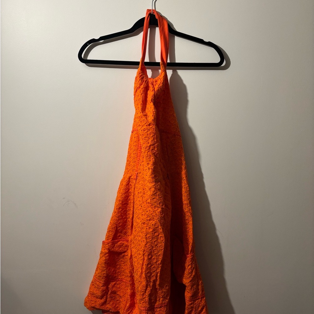 London Times Orange Halter Midi Dress